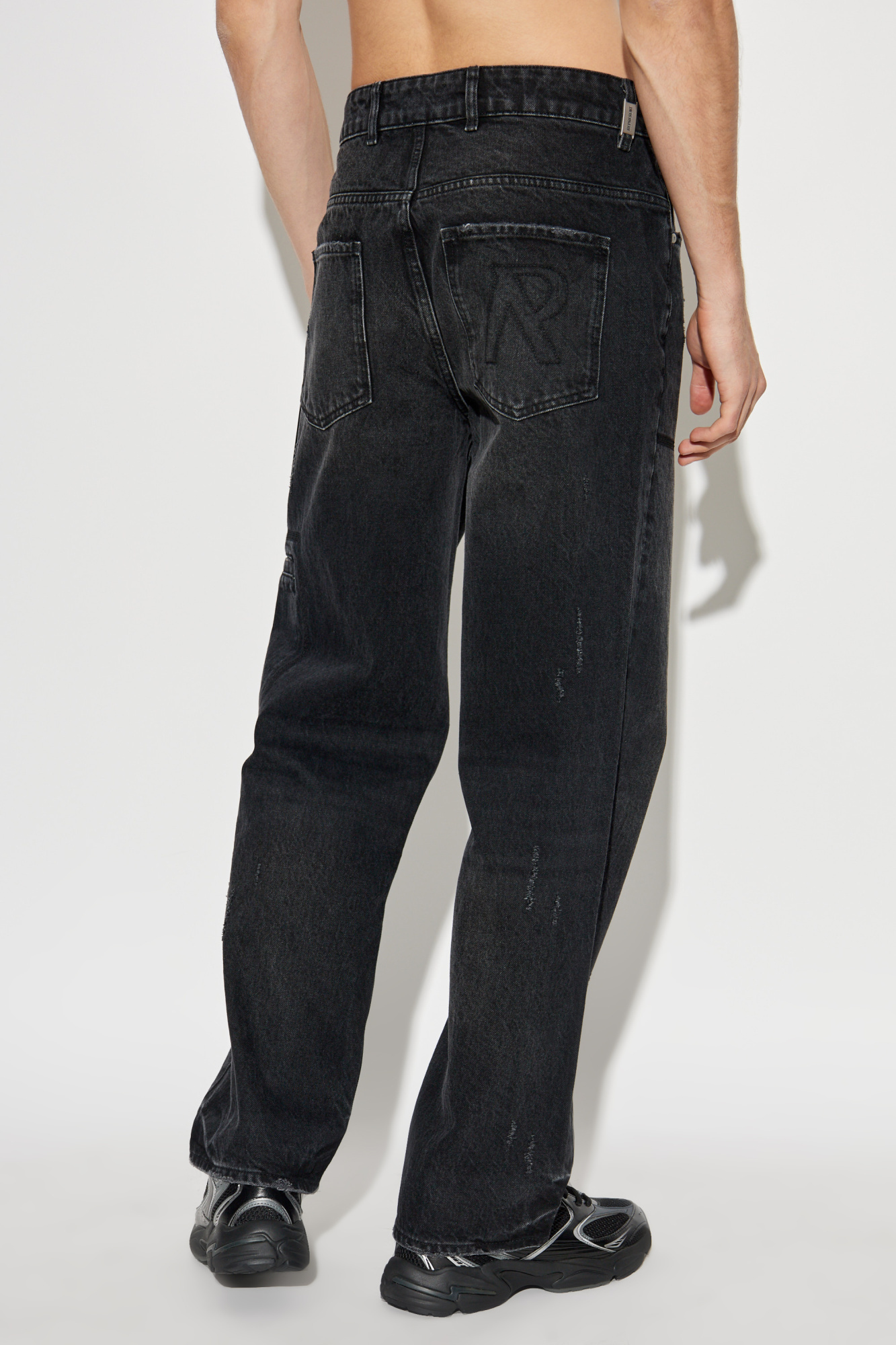 Represent Relaxed Wide-leg Black Denim Pants In Black