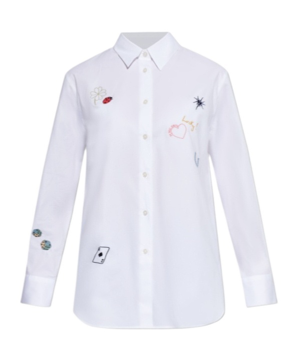 Ps By Paul Smith Ps Paul Smith Colorful Patch Buttoned Shirt In White