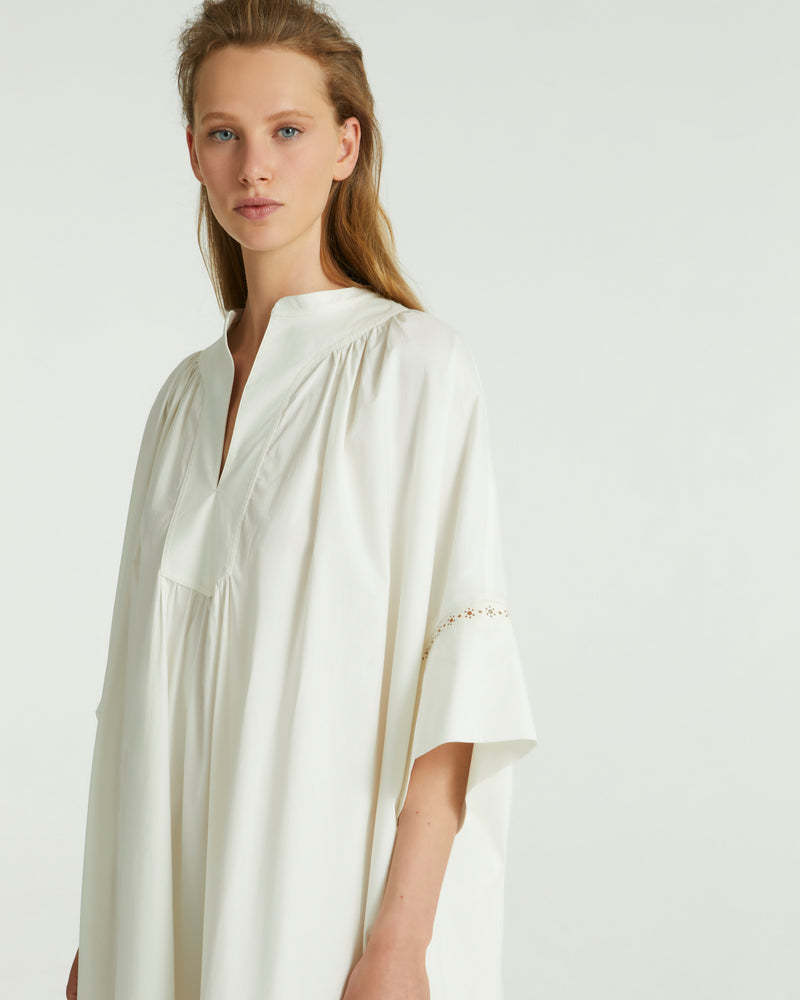 Yves Salomon Short Sleeve Dress In White
