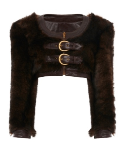 Chloé Cropped Leather-trimmed Shearling Jacket In Brown