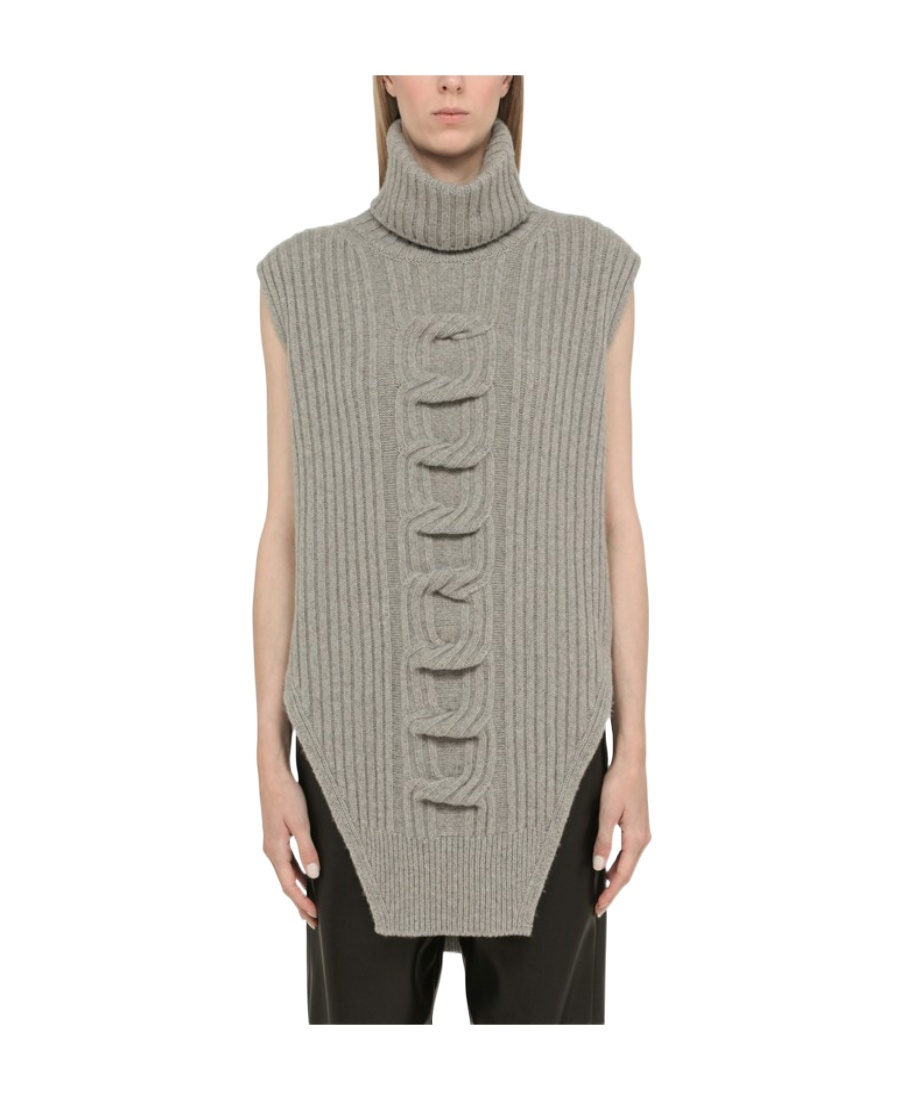 Stella Mccartney Asymmetric Hem Knitted Sleeveless Top In Gray