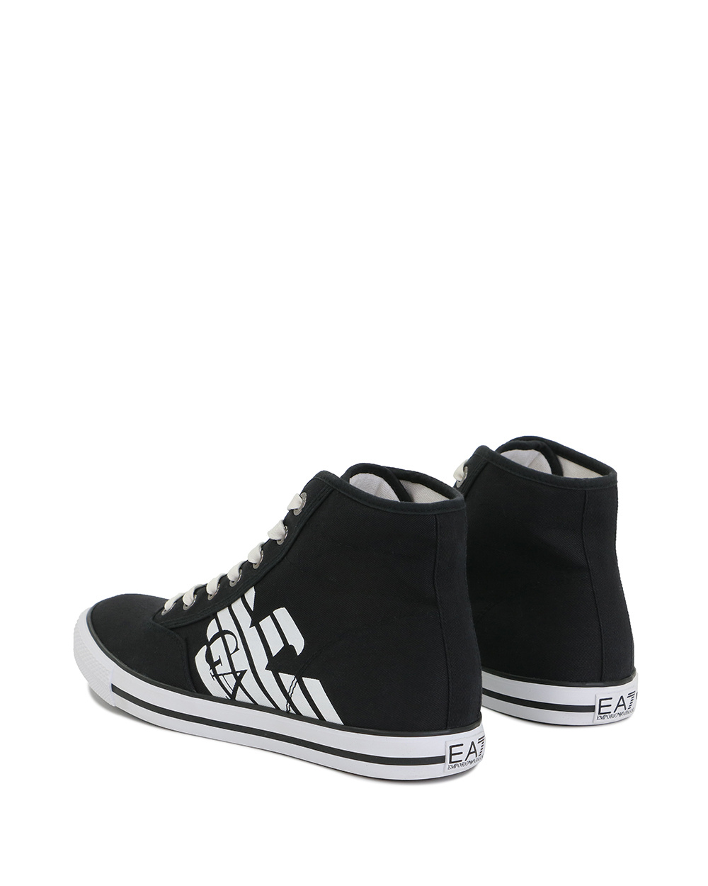 Ea7 Logo High-top Casual Sneakers In Black