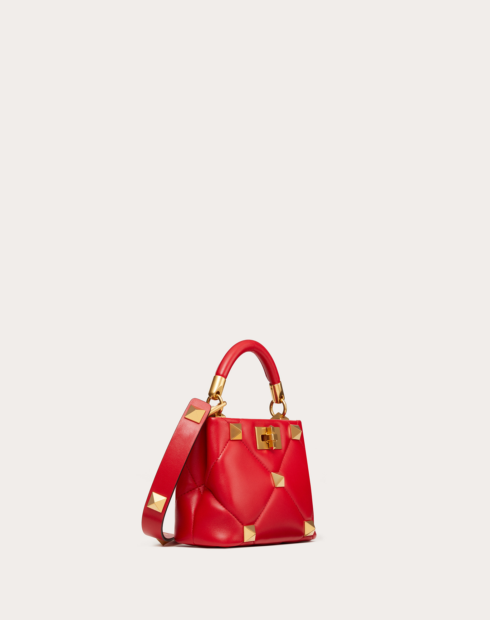 Valentino Roman Stud Tote Bag In Red