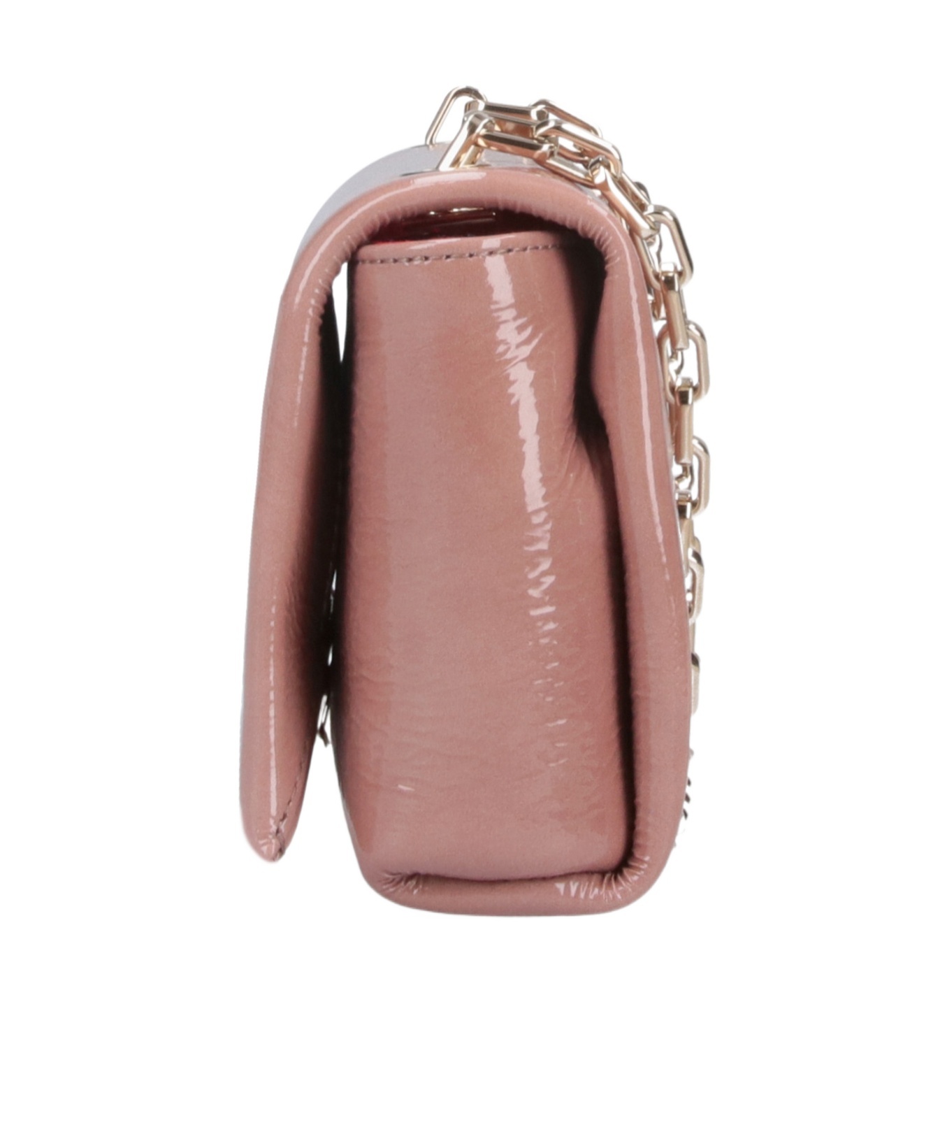 Christian Louboutin Crinkle Patent Shoulder Bag With Adjustable Gold Chain In Pink