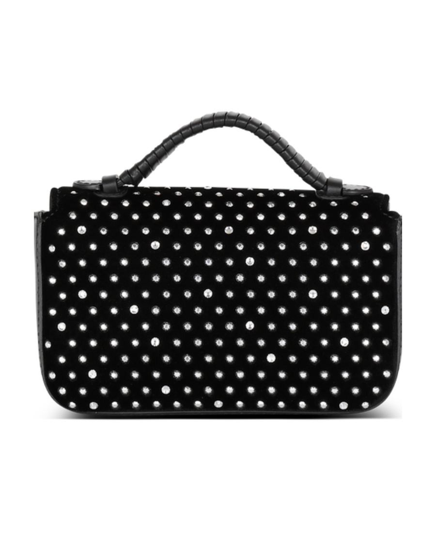 BALMAIN B-BUZZ MINI VELVET AND CRYSTAL BAG