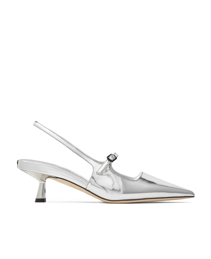 Jimmy Choo 'didi 45' Gold Colored Pumps With Patent Finish In White