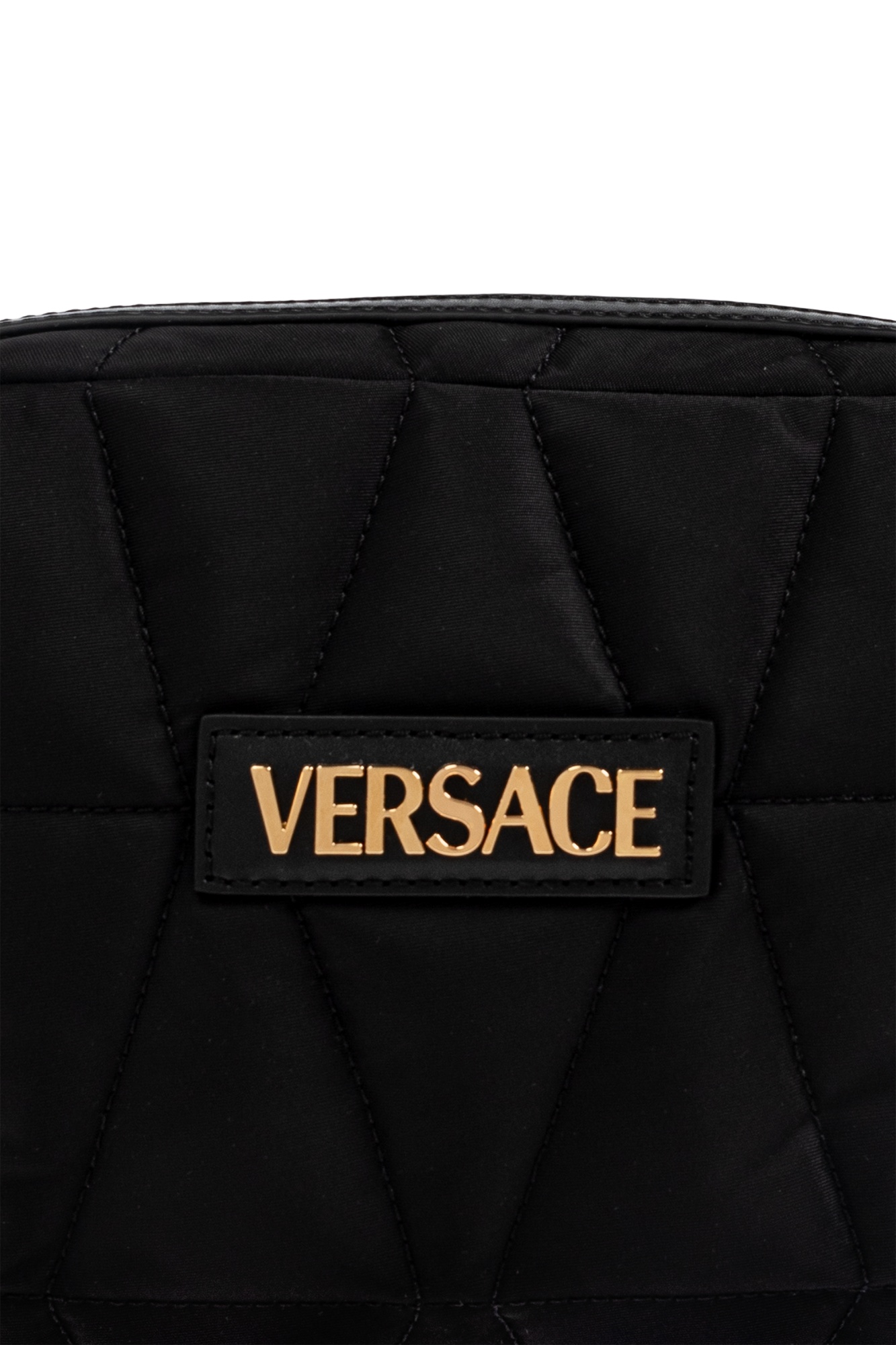 Versace Zippered Shoulder Bag In Black