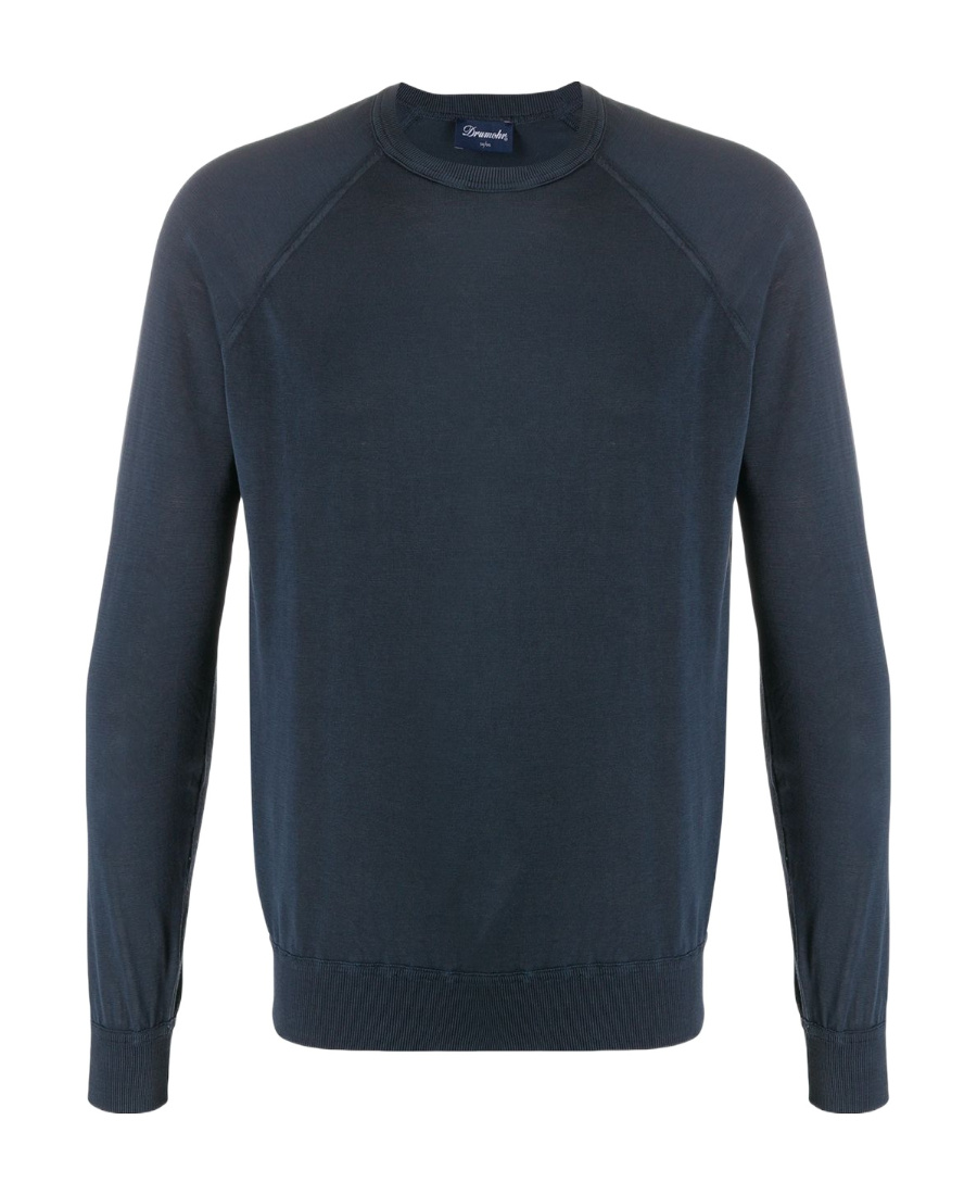 Drumohr Burn-out Cotton Jumper In Black