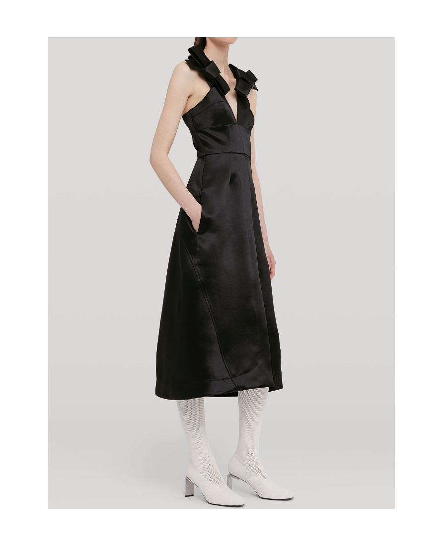 Jil Sander Black Satin Dress In Black