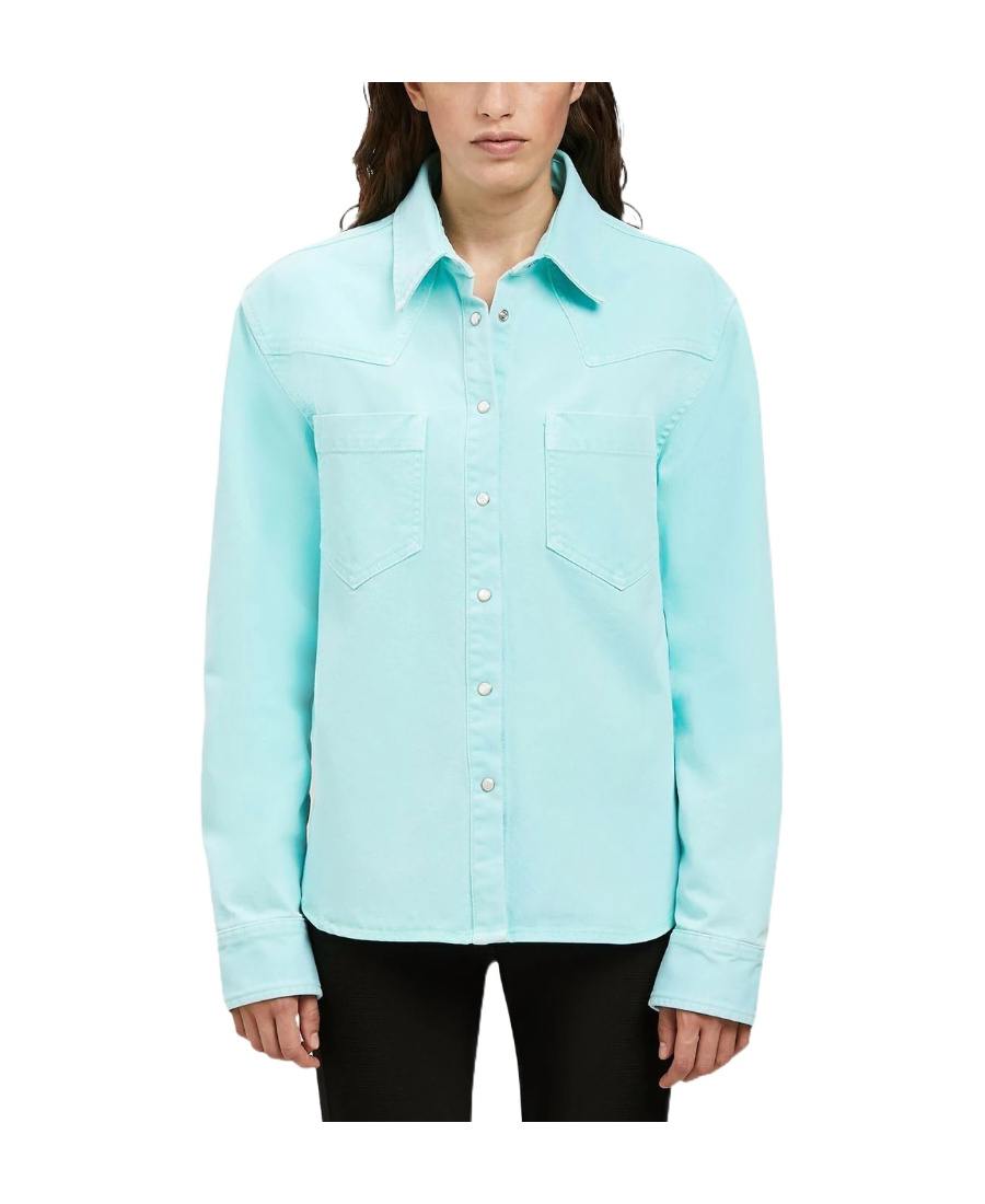 Palm Angels Button-front Shirt Jacket In Blue