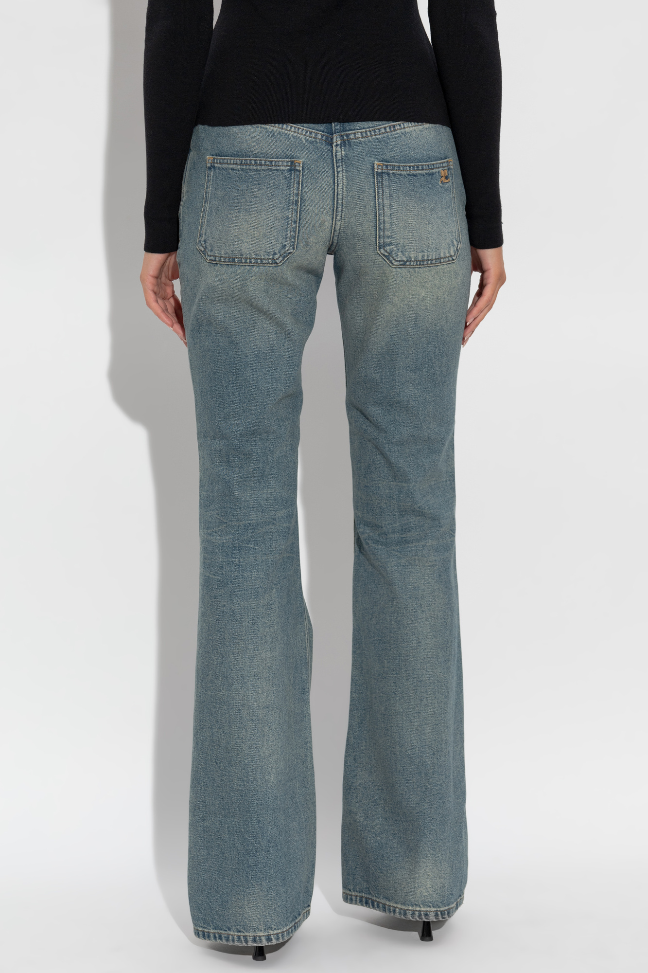 Courrèges Belt Loop Denim Trousers In Blue