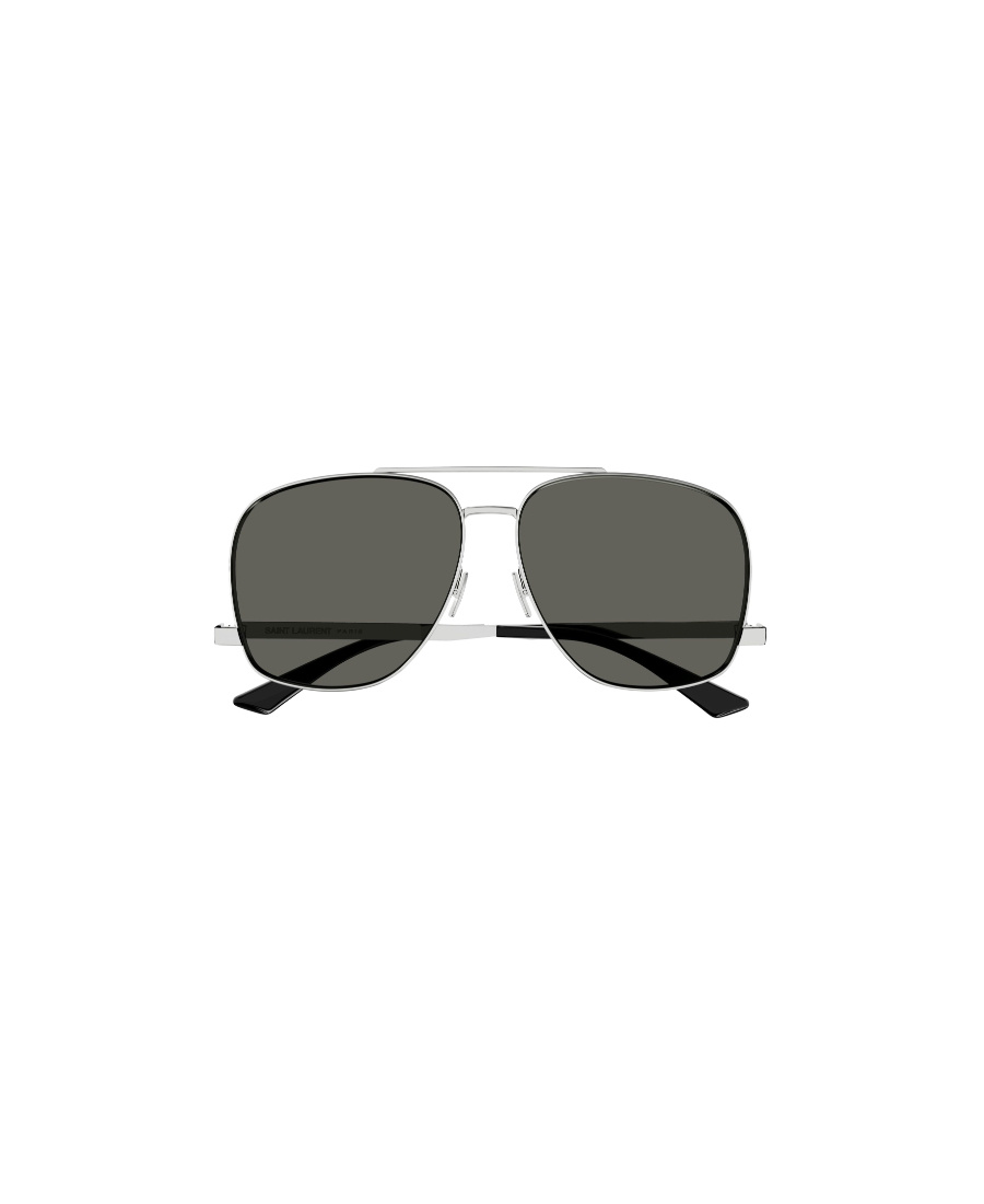 Saint Laurent Silver Aviator Sunglasses In Gray