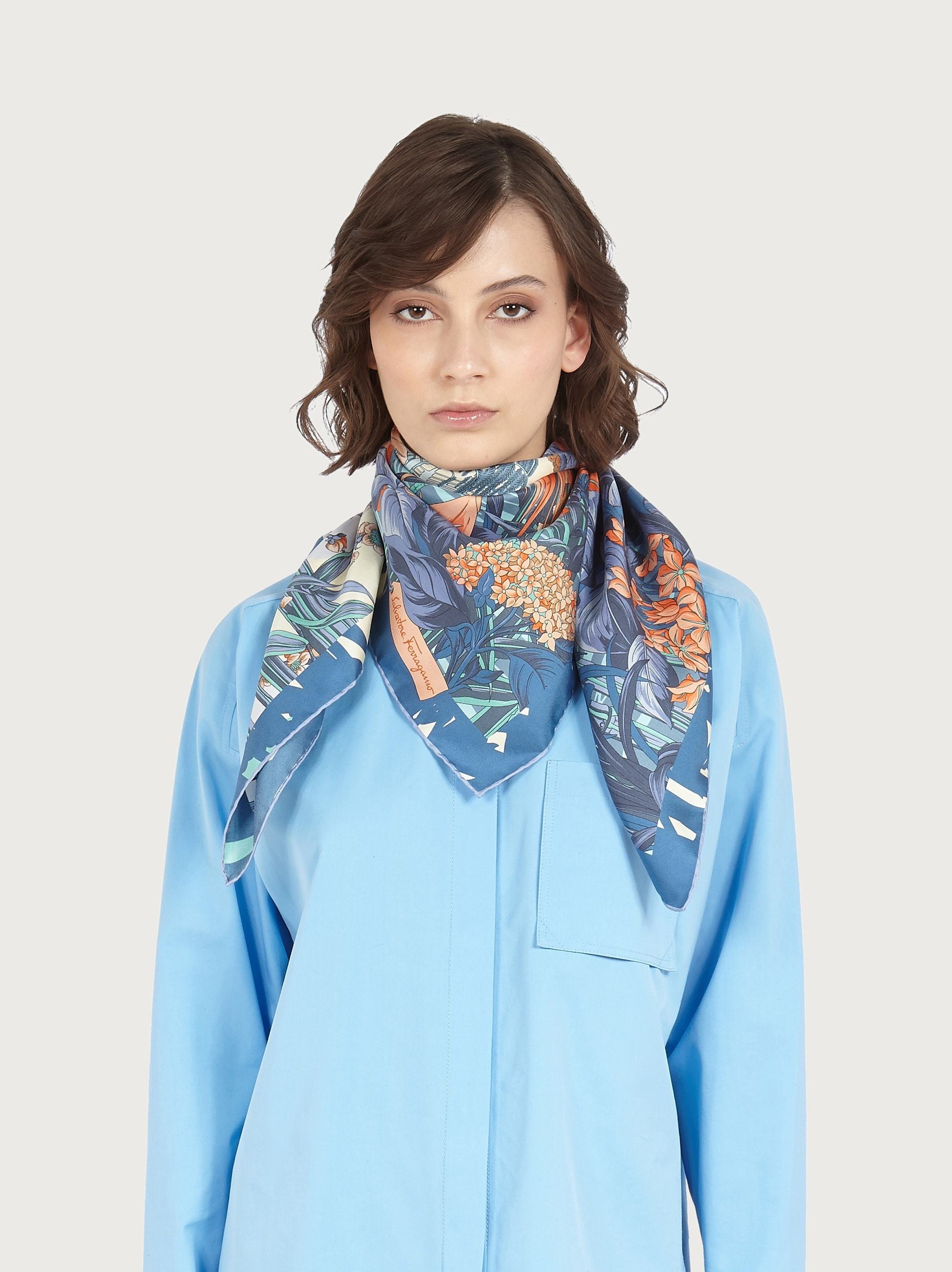 Ferragamo Pattern Scarf In Blue