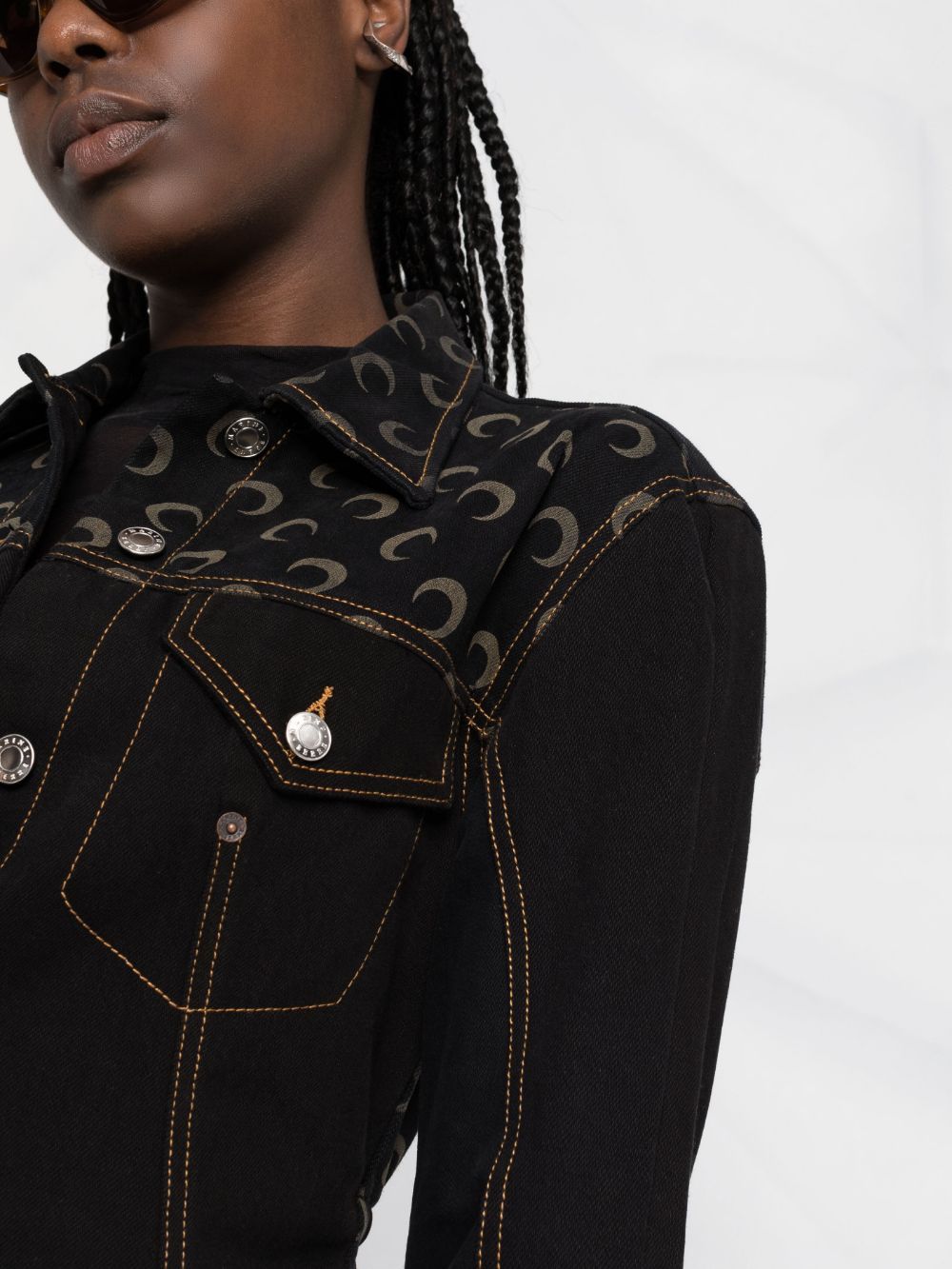 Marine Serre Moon-print Denim Jacket In Black