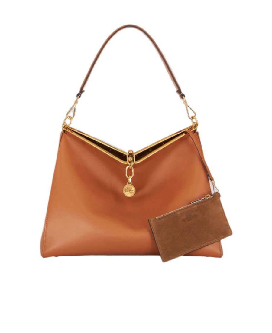 Etro Small Vela Leather Shoulder Bag In Brown