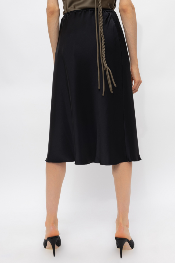Nanushka Satin-finish Midi-skirt In Black