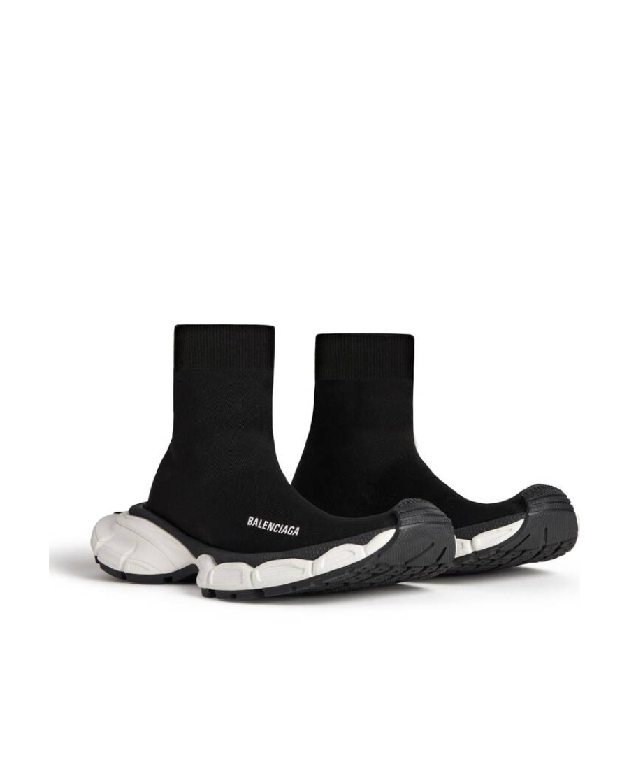 Balenciaga 3xl Sock Logo-print Stretch-knit Slip-on Sneakers In Black