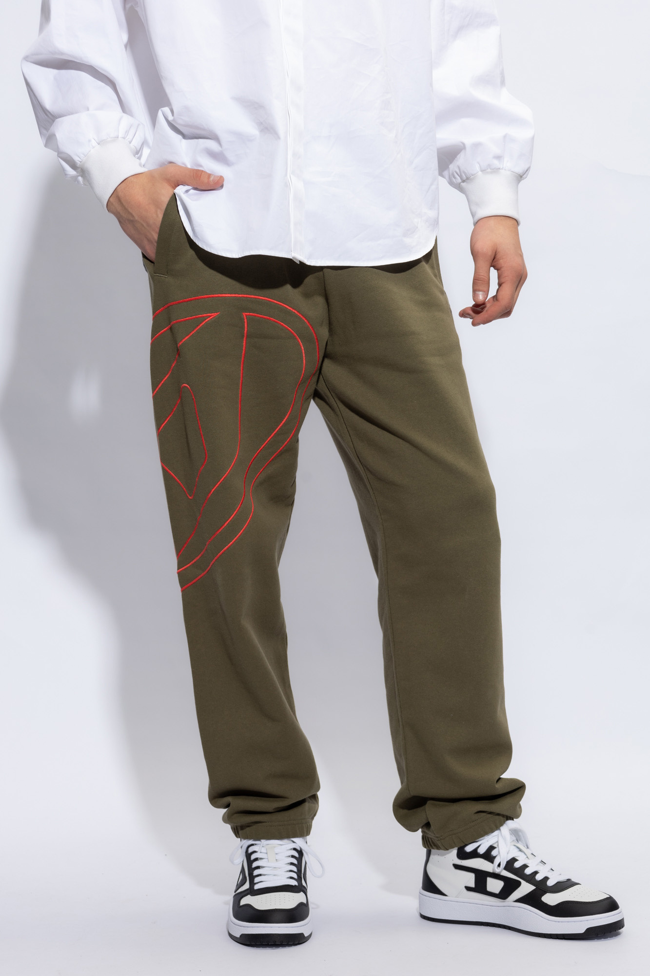 Diesel Oval-d Embroidered Track Pants In Brown