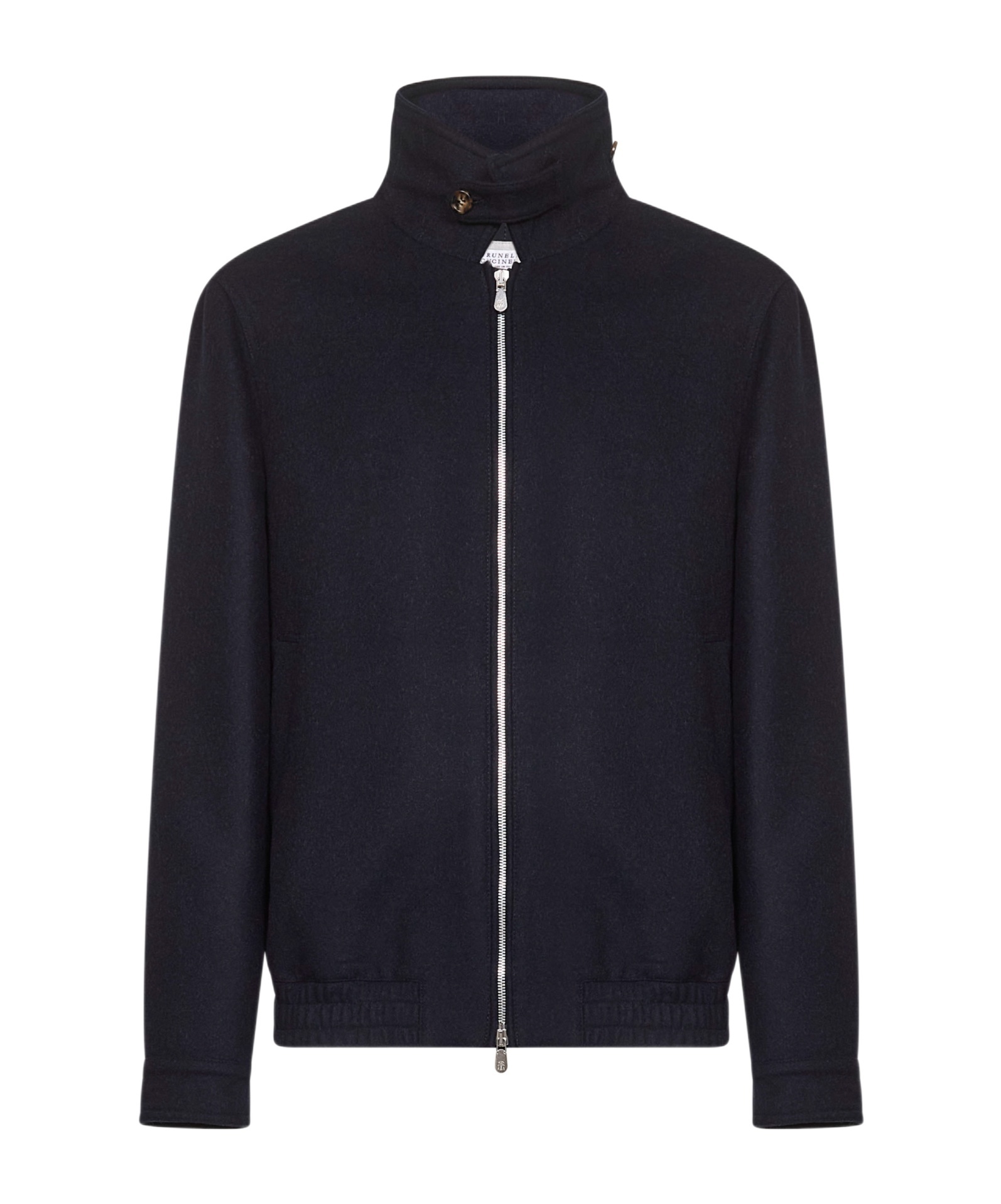 Brunello Cucinelli Blue Double Wool Flannel Bomber Jacket In Blue