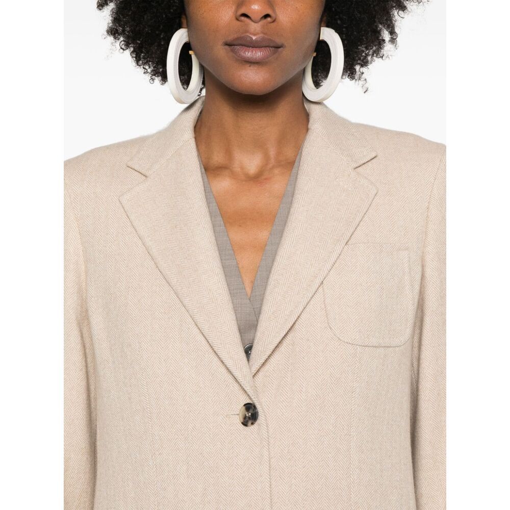 Shop Max Mara Long-sleeved Suit Coat In Nude