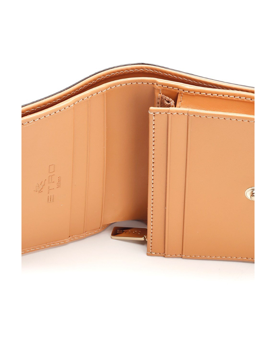 Etro Paisley Printed Double Fold Wallet In Brown