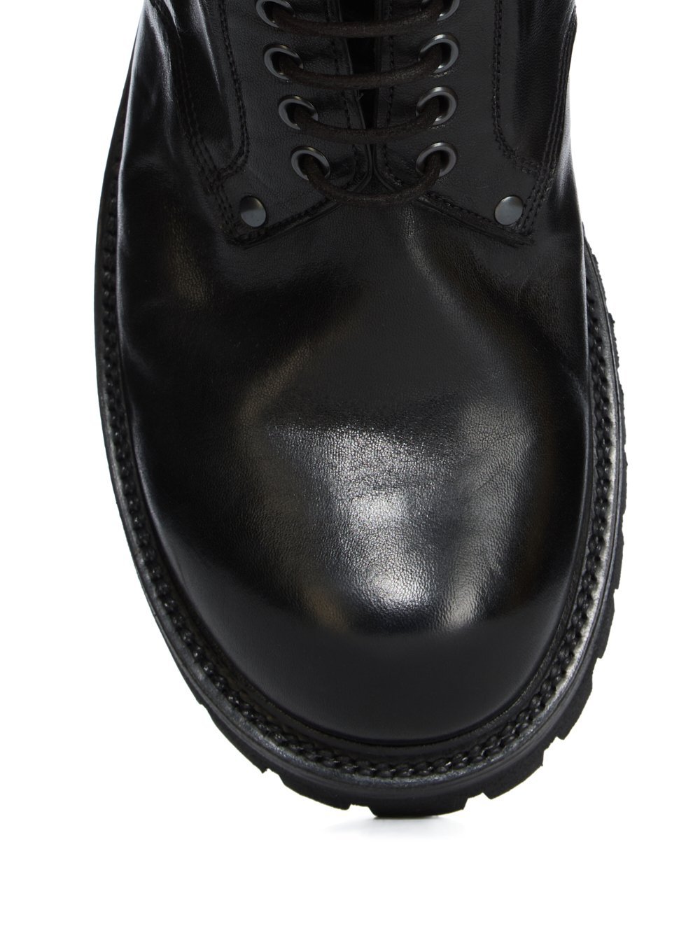 Rick Owens Leather Combat Boots In Black