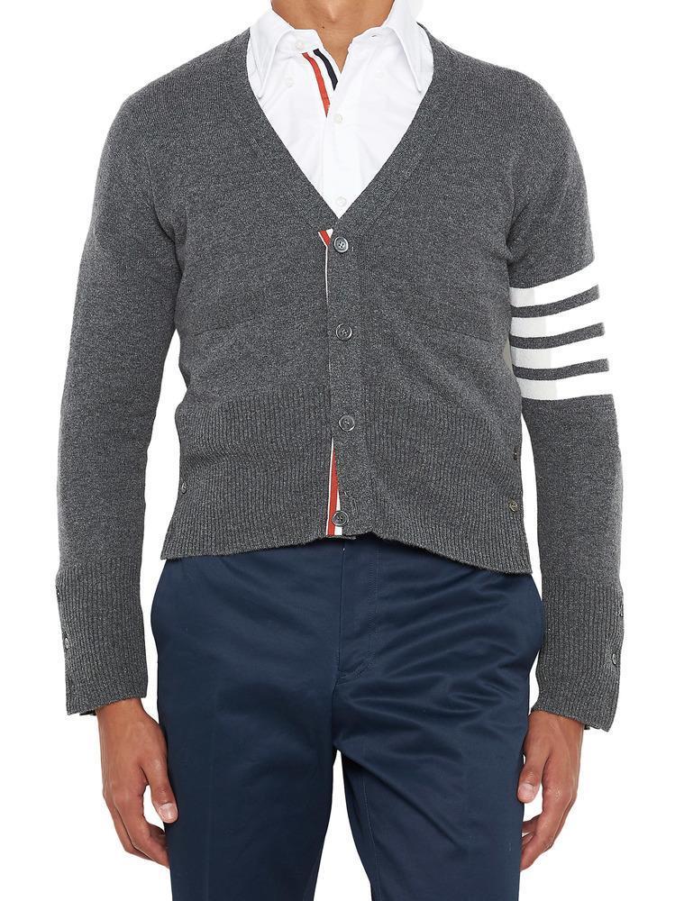 Shop Thom Browne 4-bar Cashmere Cardigan In Black