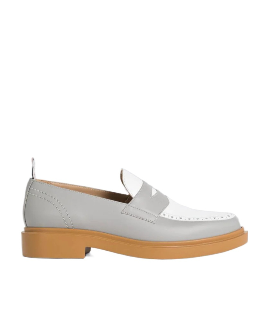 Thom Browne Two-toned Penny Loafers In Gray