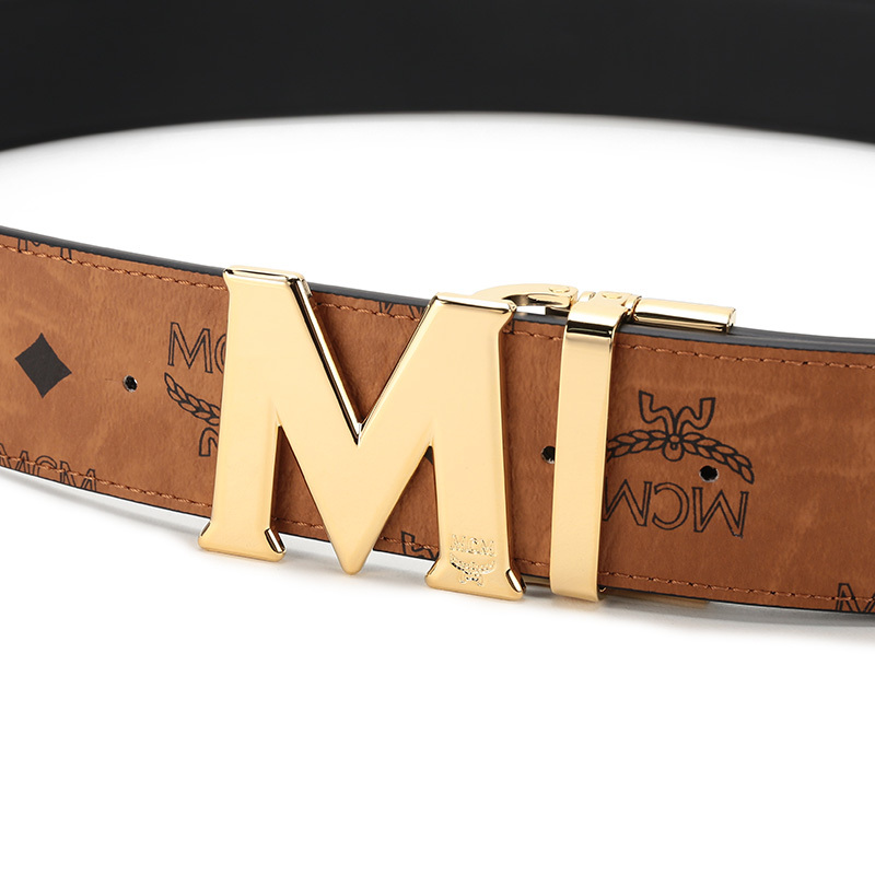 Mcm Claus M Reversible Belt In Visetos In Brown