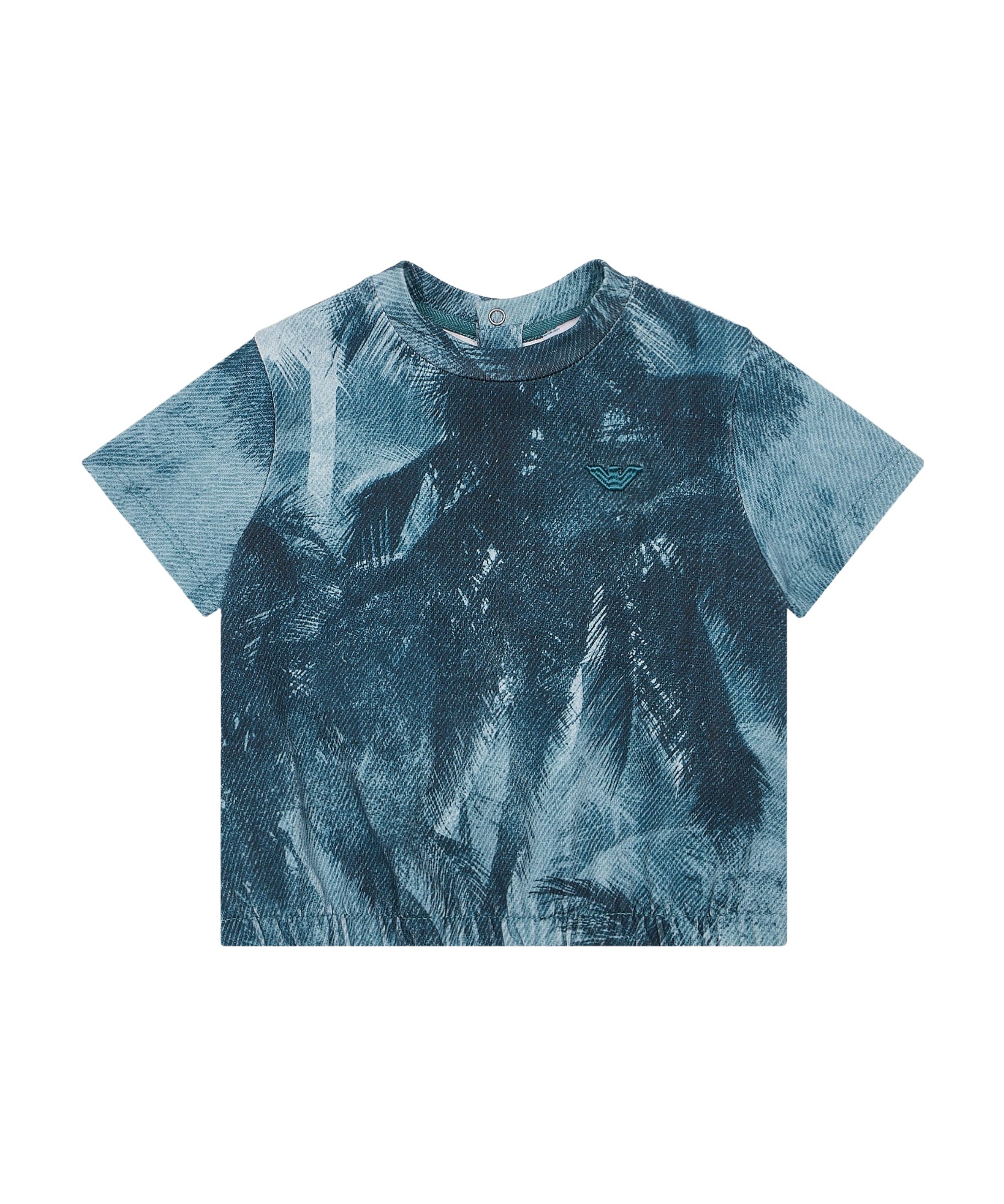 Emporio Armani Palm Tree Printed T-shirt In Blue