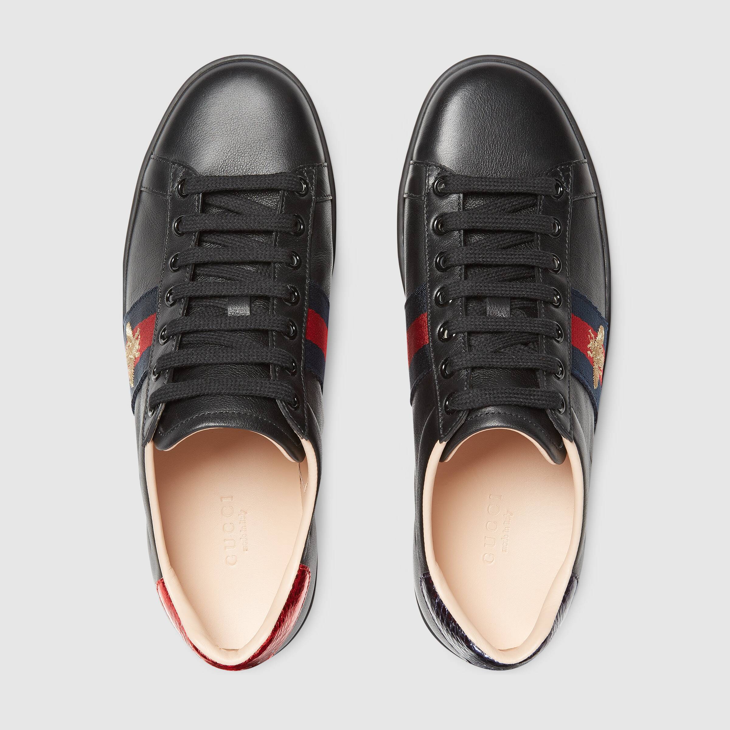 Gucci Ace Series Of Embroidered Sneakers In Black