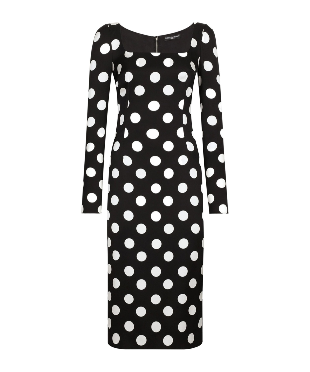 Dolce & Gabbana Polka Dot Print Silk Midi Dress In Black