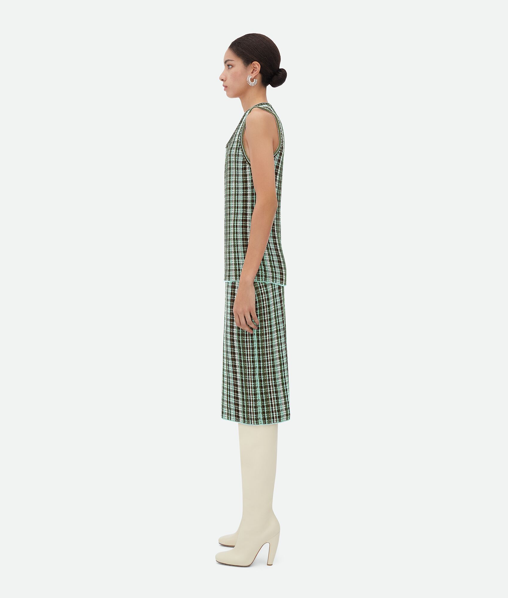 Shop Bottega Veneta Cotton Viscose Check Top In Multicolor