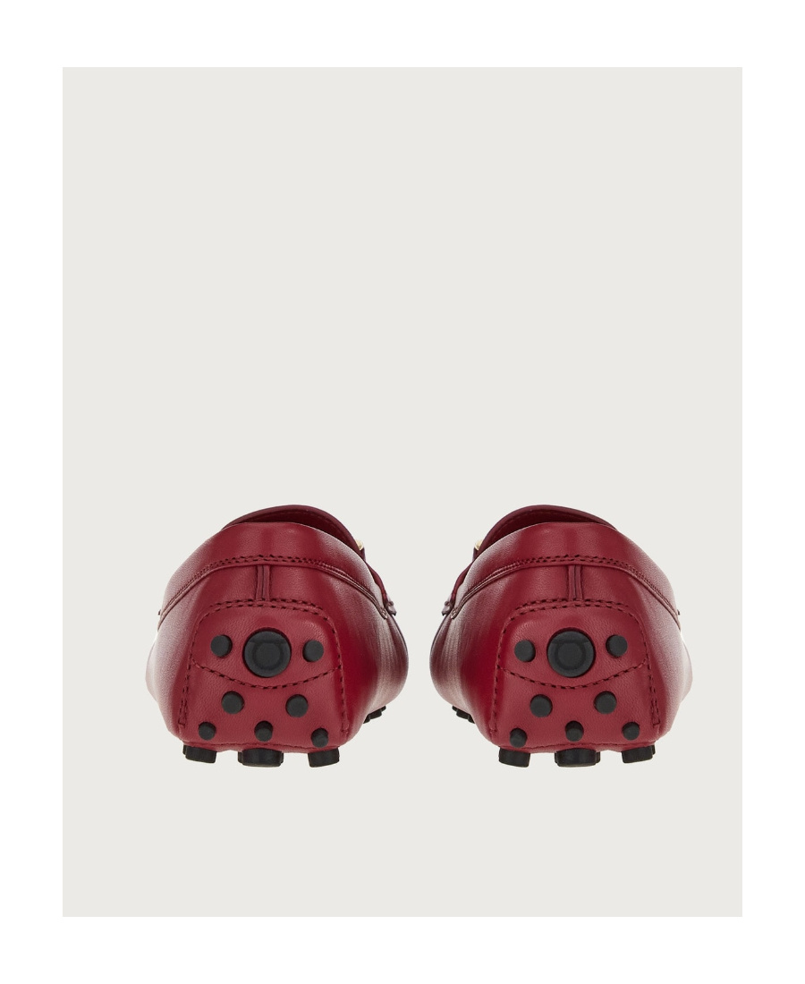 Ferragamo Gancini Driver Loafers In Red