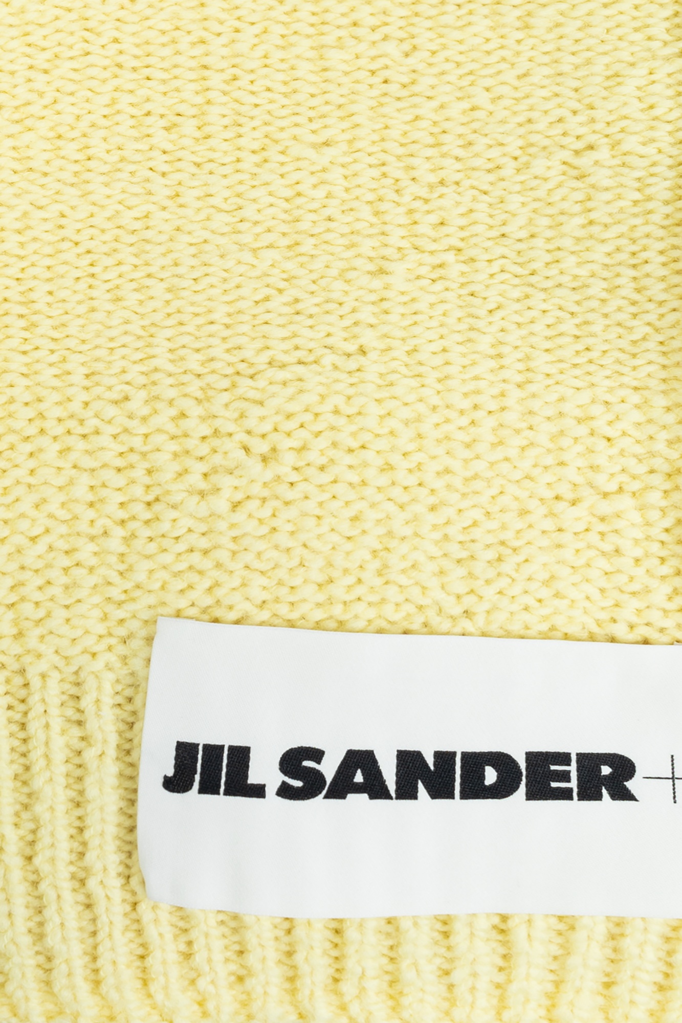 Jil Sander Logo Patch Wool Scarf In Yellow
