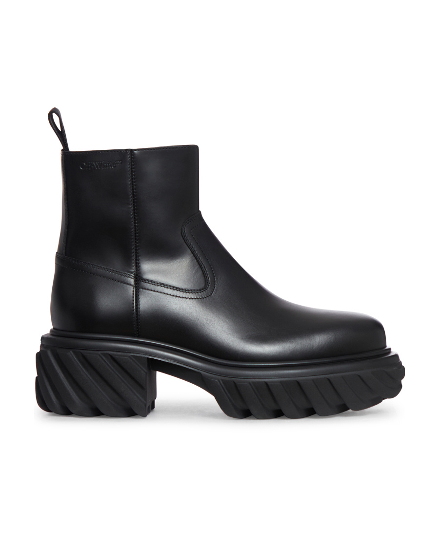 Shop Off-white Exploration Motor Leather Boots In Black