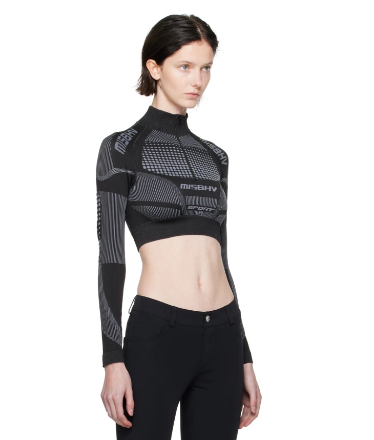 Misbhv Logo-print Mock Neck Performance Top In Black