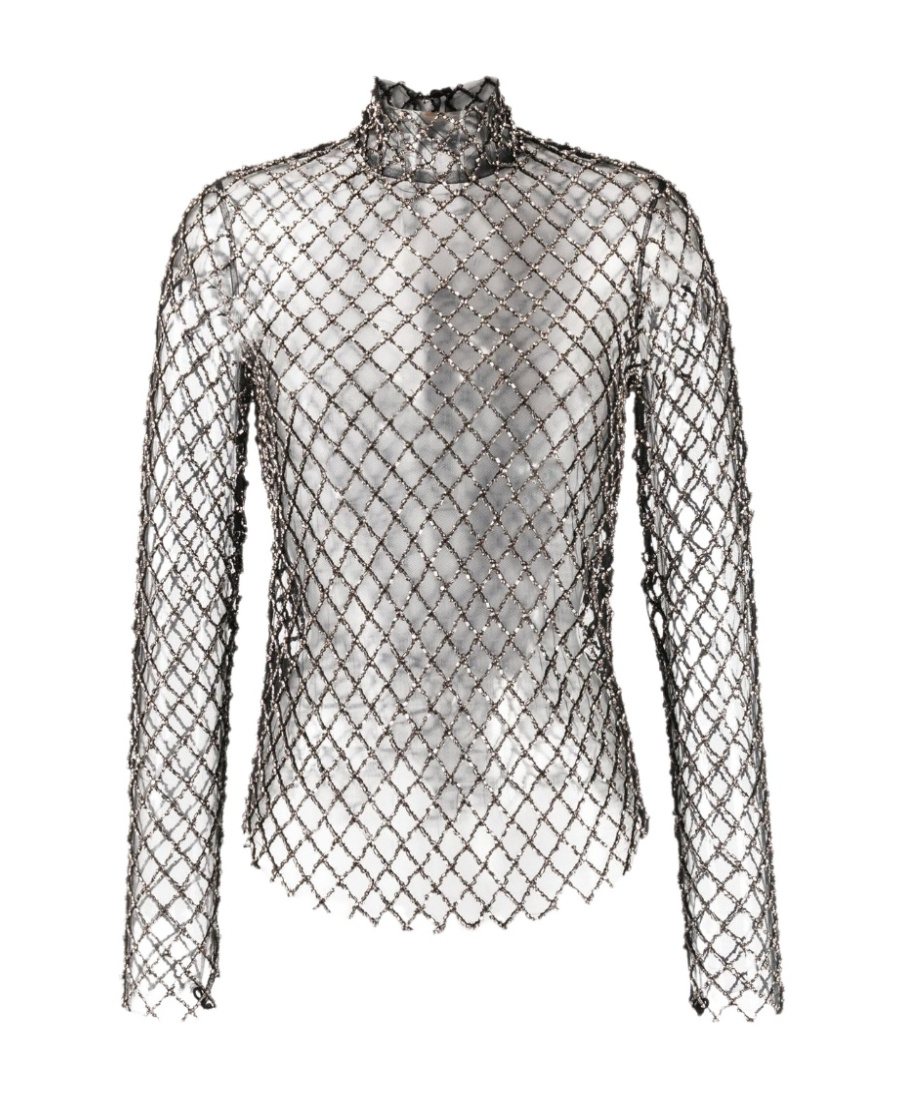 Isabel Marant High-neck Long-sleeved Blouse In Gray
