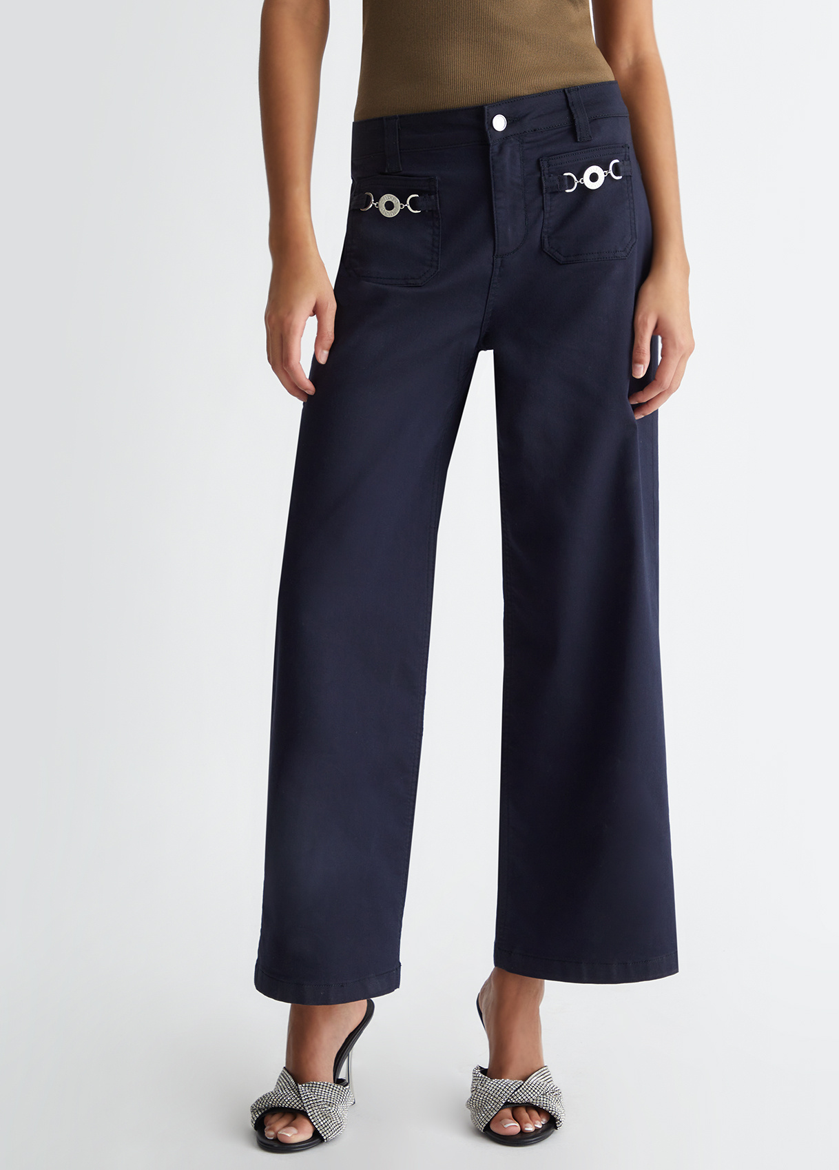 LIU •JO FLARE-LEG CROPPED TROUSERS 