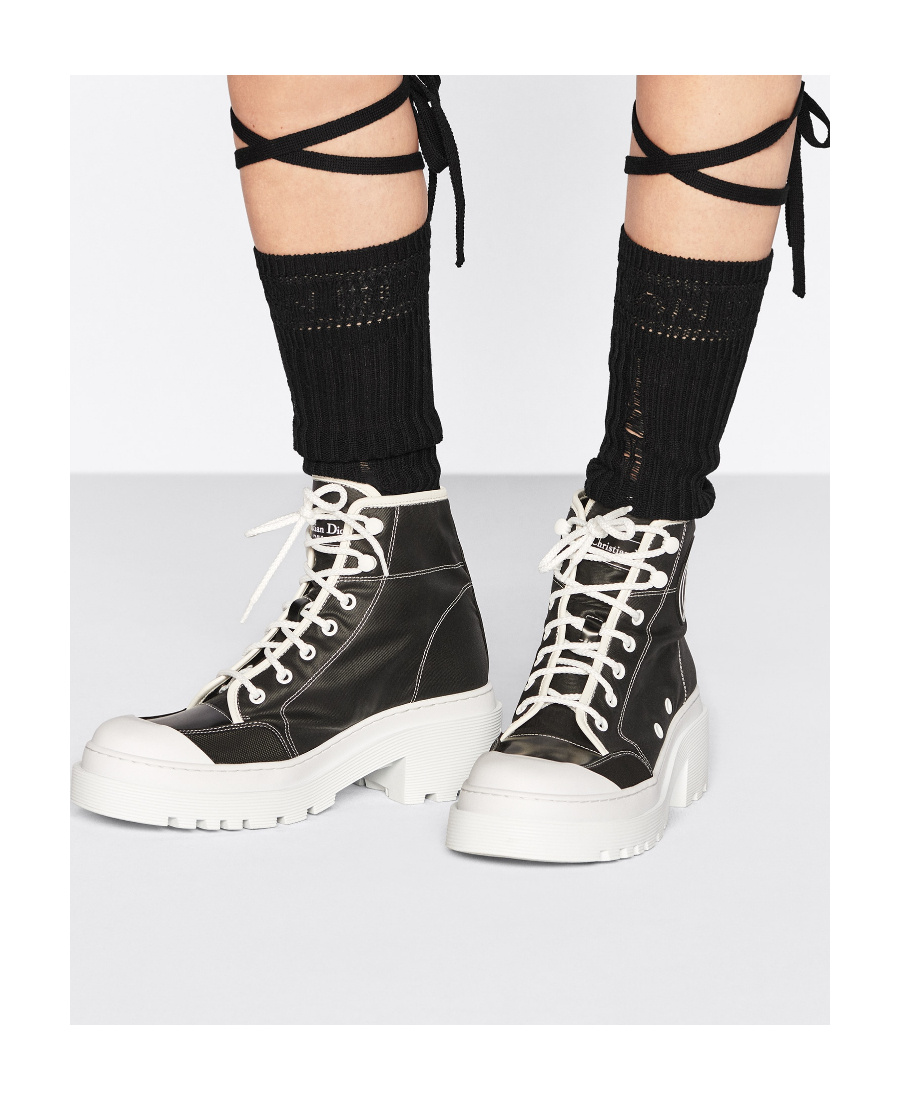 Dior D-riselogo Logo Lace-up Boots In Black