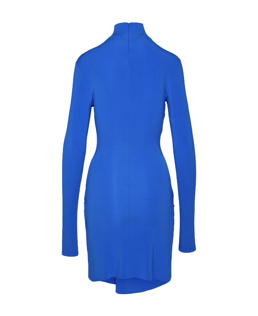 Off-white Twist-front Printed Jersey Mini Dress In Blue