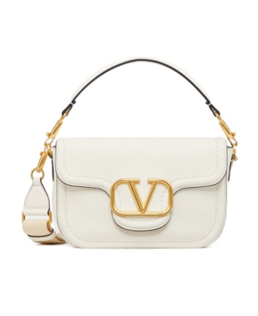 Valentino Garavani Alltime Grainy Calfskin Shoulder Bag Woman Ivory Uni