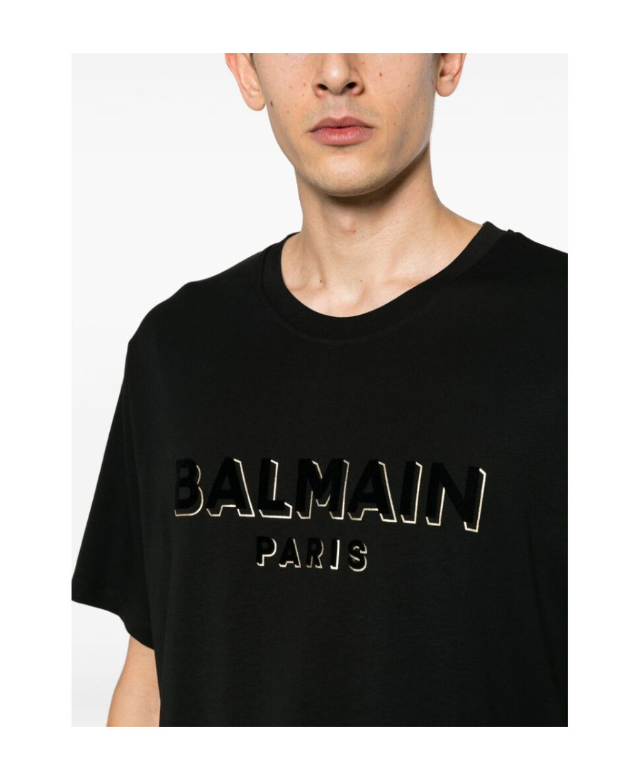 Balmain Logo-print Organic Cotton T-shirt In Black