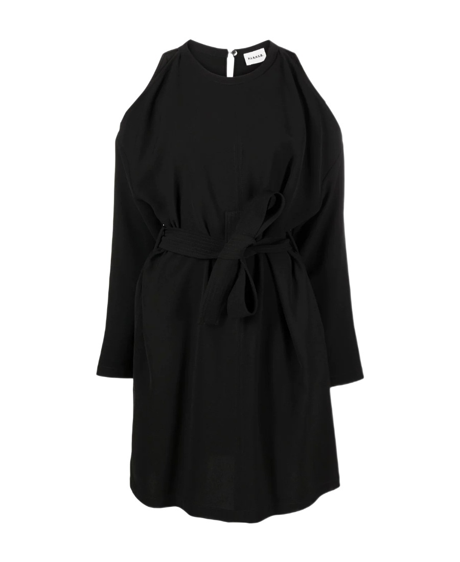 P.a.r.o.s.h Cold-shoulder Tied-waist Dress In Black