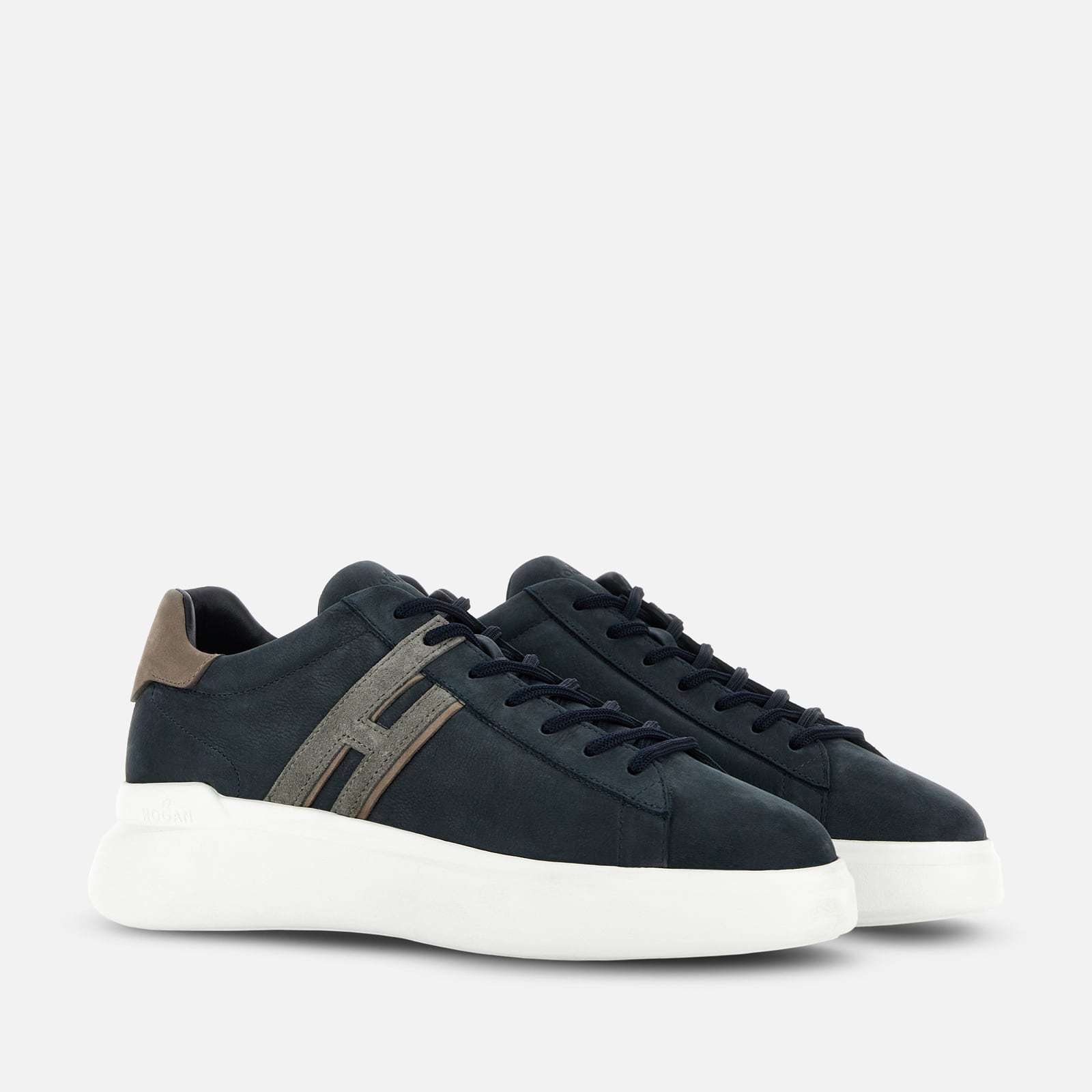 Hogan H580 Suede Flatform Sneakers In Black