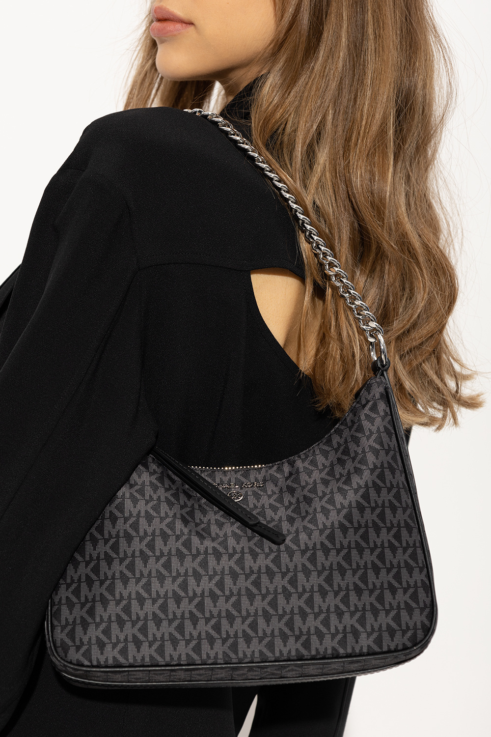 Michael Michael Kors Monogram-print Dual-handle Bag In Black