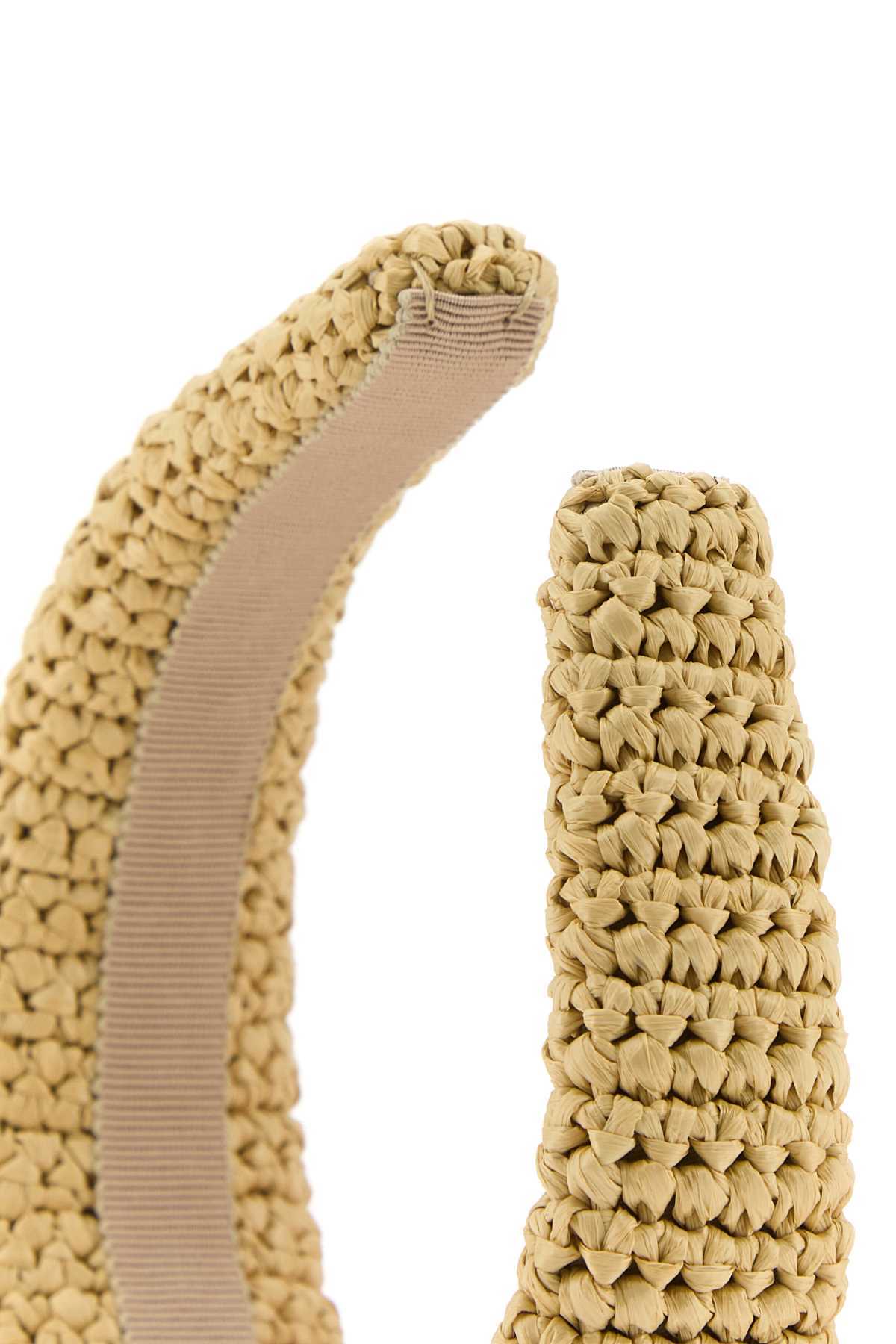 Shop Prada Crochet Headband In Yellow