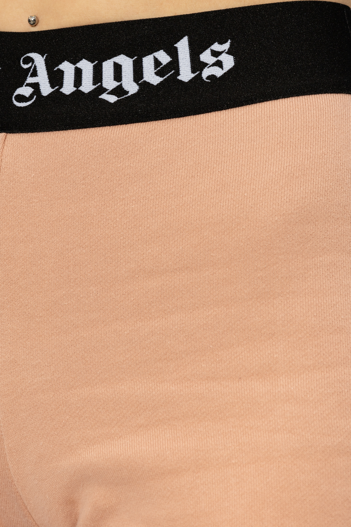Palm Angels Logo Elastic Waistband Flared Track Pants In Nude