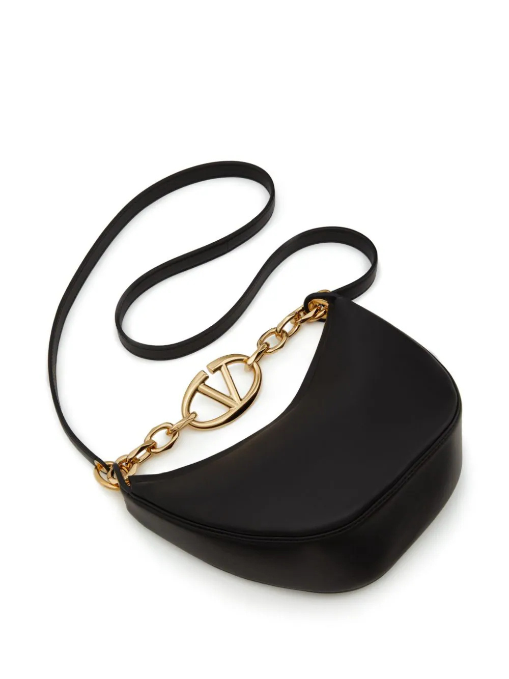 Valentino Garavani Vlogo Moon Zip-up Mini Shoulder Bag In Black