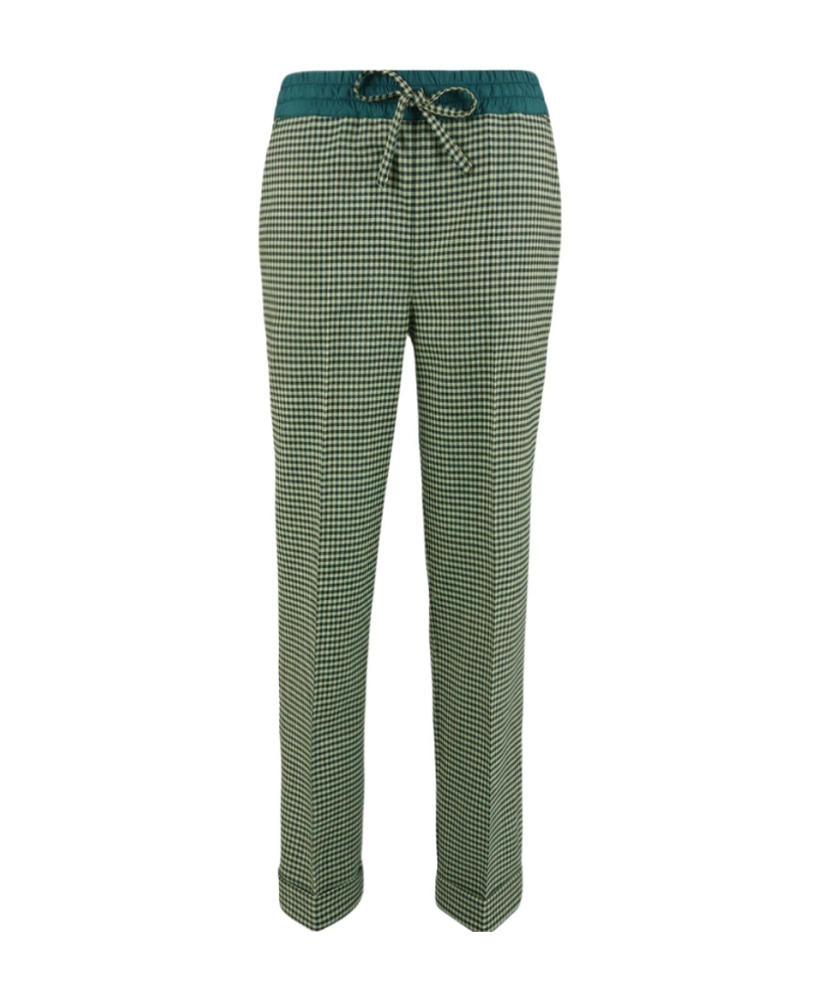 P.a.r.o.s.h Fine-check Tapered Cropped Trousers In Green